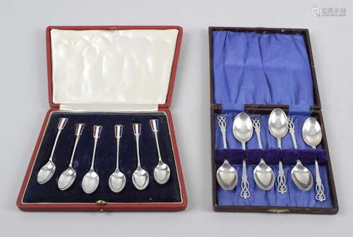 A cased set of six 1930's silver teaspoons,