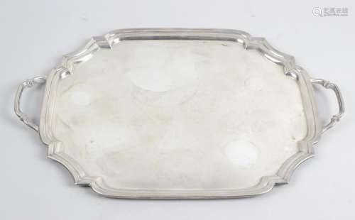 A 1930's silver twin-handled tray,