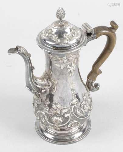 An early George III silver coffee pot,