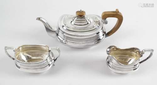 A mid-twentieth century silver three piece tea service,