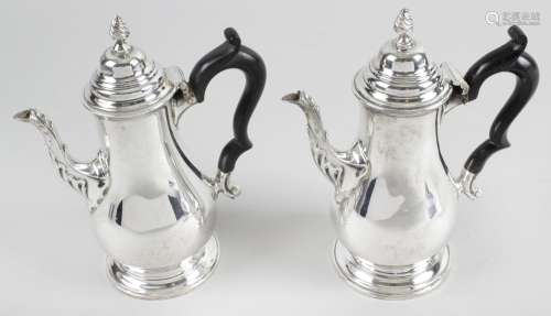 A pair of late Victorian silver bachelor coffee or chocolate pots,