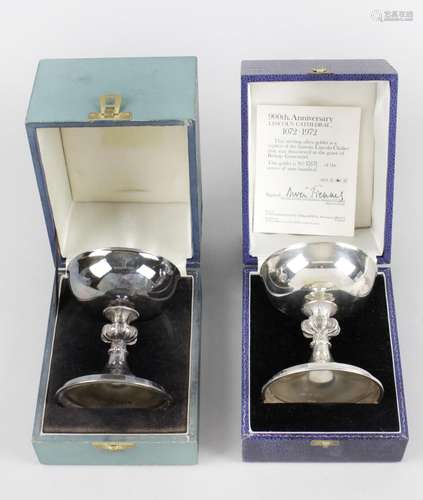 A Lincoln Cathedral commemorative silver miniature chalice,