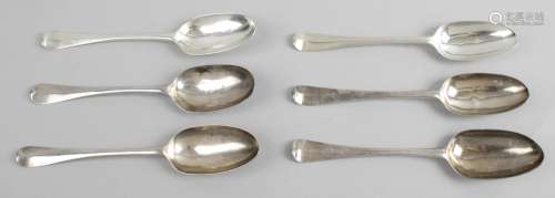 Four George II silver table spoons,