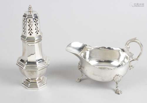 A late Victorian silver sauce boat,