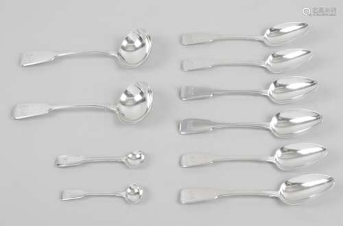 Six George IV silver Fiddle pattern dessert spoons,