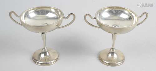 A matched pair of 1930's silver pedestal cups,