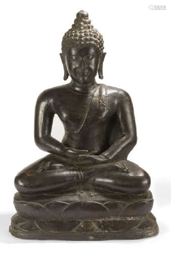 Statuette en bronze représentant un Bouddha en méd…