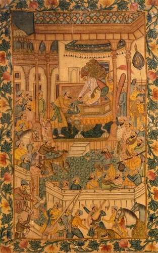 Peinture représentant Akbar recevant Abd u Rahman ...;