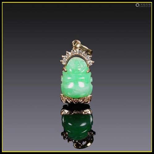 PENDENTIF en or jaune 14 carats serti d'un budai /...;