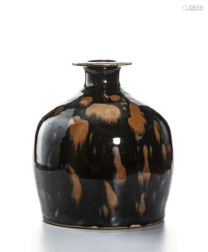 Chinese Cizhou Black Glazed Russet SplashedÂ Vase