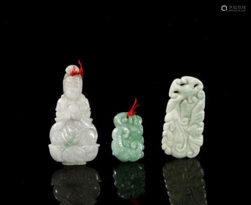 Chinese Group of Three Jadeite Pendants