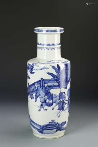 Chinese Blue and White Rouleau Vase