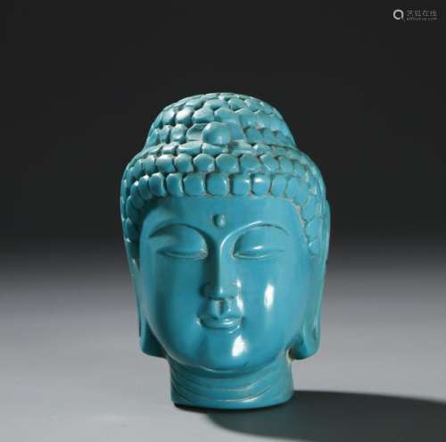 Chinese Turquoise-Glazed Buddha Head
