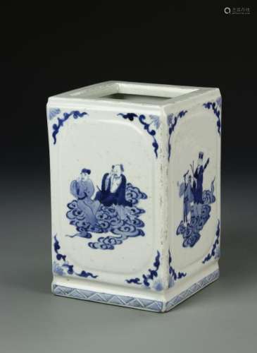 Chinese Blue and White Square Brushpot