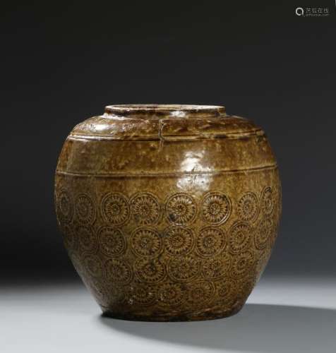 Chinese Brown-Glazed Stoneware Mataban Jar