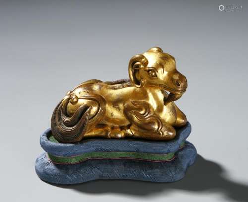 Chinese Gilt Bronze Figure of a Ram