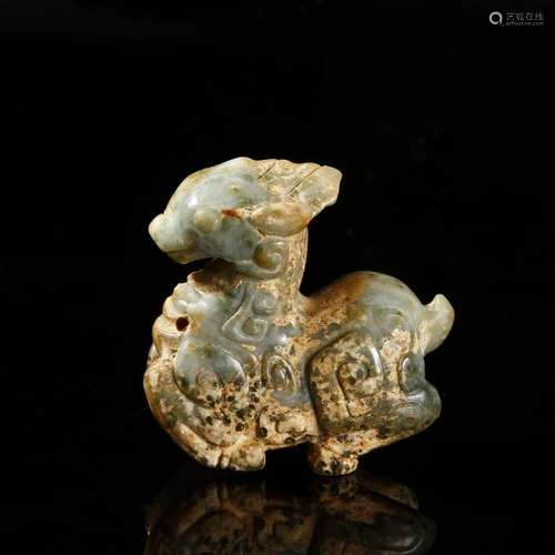 Chinese Celadon Jade Figure of a Horse