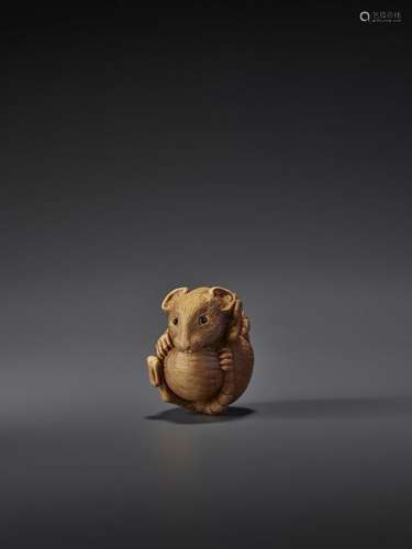 COILED RAT WITH NUT NETSUKE BY ALEXANDER DERKACHEN…