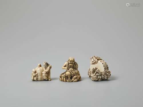 THREE IVORY NETSUKE