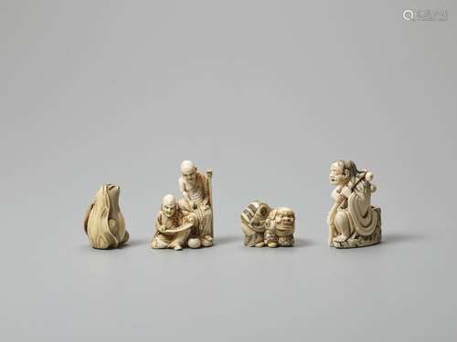 FOUR IVORY NETSUKE