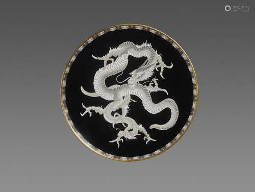 A DRAMATIC CLOISONNÉ DRAGON PLATE, MEIJI