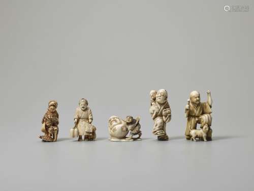 FIVE IVORY NETSUKE