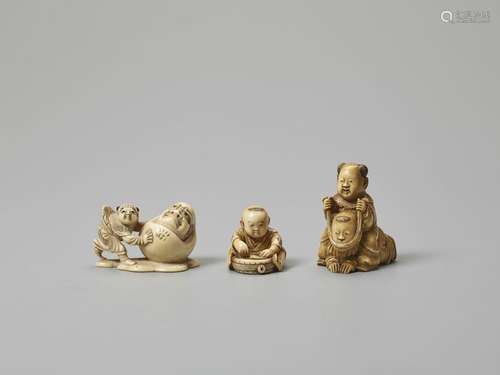 THREE IVORY NETSUKE