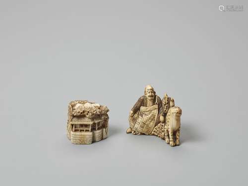 TWO IVORY NETSUKE, ONE BY SHINKEISAI MASATOSHI