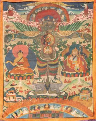 THANGKA peinte représentant Garuda (le protecteur …