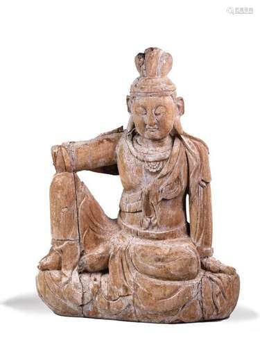 AVALOKITESVARA en bois assise en position de délas…