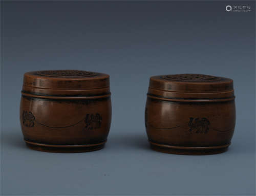 PAIR OF CHINESE YIXING ZISHA CLAY LIDDED JARS