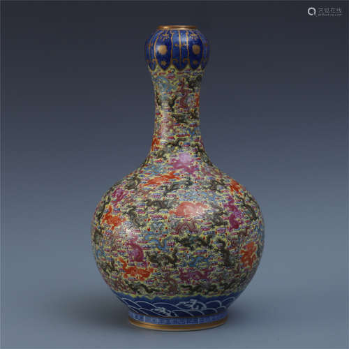 CHINESE PORCELAIN FAMILLE ROSE DRAGON VASE