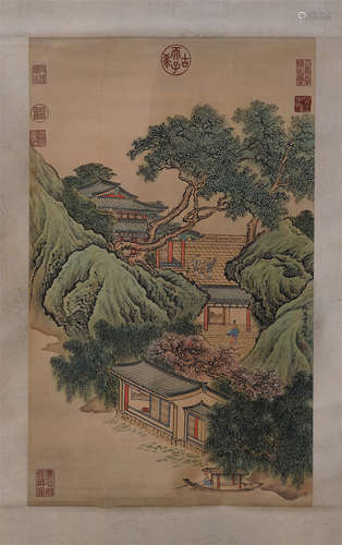 CHINESE SCROLL PAINTING OF MOUNTAIN VIEWS