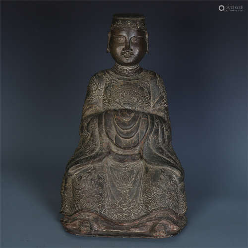 CHINESE BRONZE SEATED GOD OF WEALTH