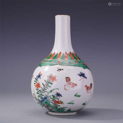 CHINESE PORCELAIN WUCAI FLOWER VASE