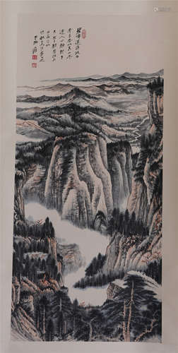 CHINESE SCROLL PAINTING OF MOUNTAIN VIEWS