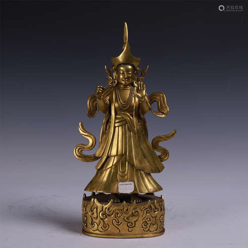 TIBETAN GILT BRONZE STANDING BUDDHA