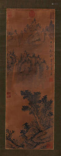 CHINESE SCROLL PAINTING OF MOUNTAIN VIEWS