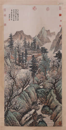 CHINESE SCROLL PAINTING OF MOUNTAIN VIEWS