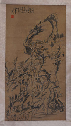 CHINESE SCROLL PAINTING OF MOUNTAIN VIEWS