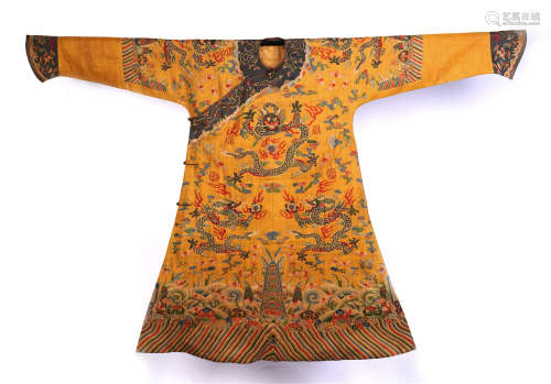 CHINESE EMBROIDERY IMPERIAL DRAGON ROBE QING DYNASTY