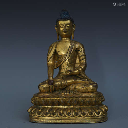 CHINESE GILT BRONZE SEATED ARYAACALANATHA