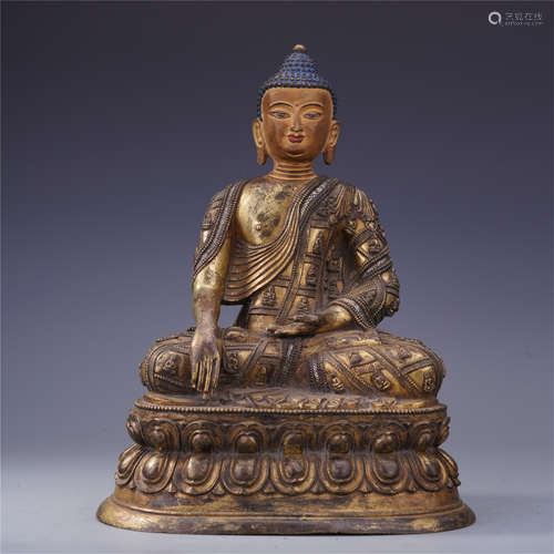 CHINESE GILT BRONZE SEATED SAYKAMUNI