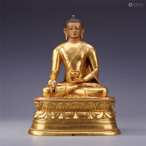 TIBETAN GILT BRONZE SEATED BHAISAJYAGURU