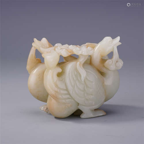 CHINESE WHITE JADE GEESE LINGCHI TABLE ITEM