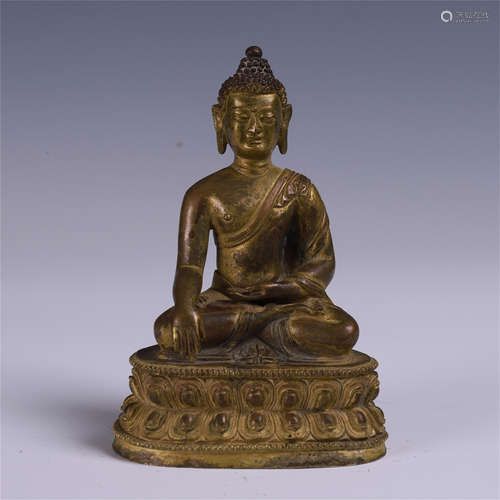 CHINESE GILT BRONZE SEATED BUDDHA