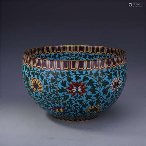 CHINESE CLOISONNE FLOWER BOWL QING DYNASTY