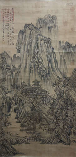 CHINESE SCROLL PAINTING OF MOUNTAIN VIEWS