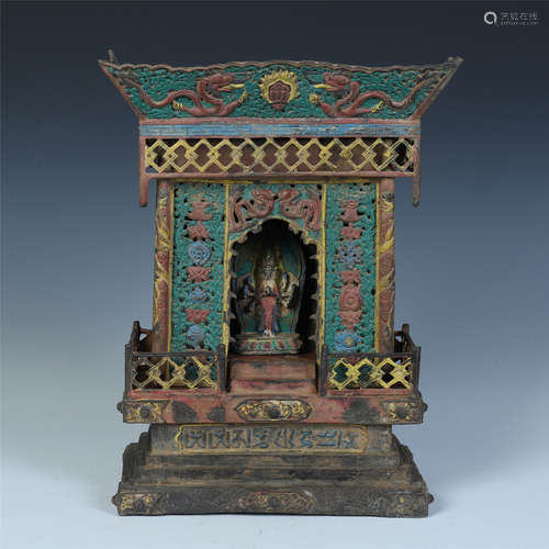 CHINESE COLOR BRONZE BUDDHIST NICHE