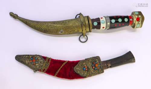 TWO DECORATIVE DAGGERS WITH SHEATHS